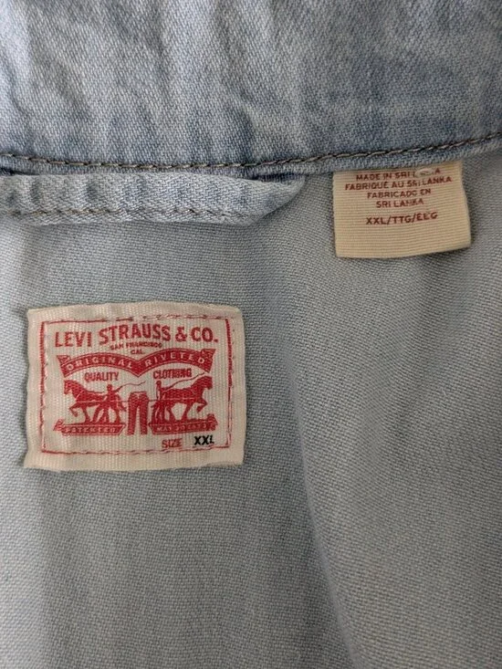 Levis Heritage Romper Women's XXL Blue Light Wash Short Sleeve Cinch Belt Loops - Picture 12 of 15